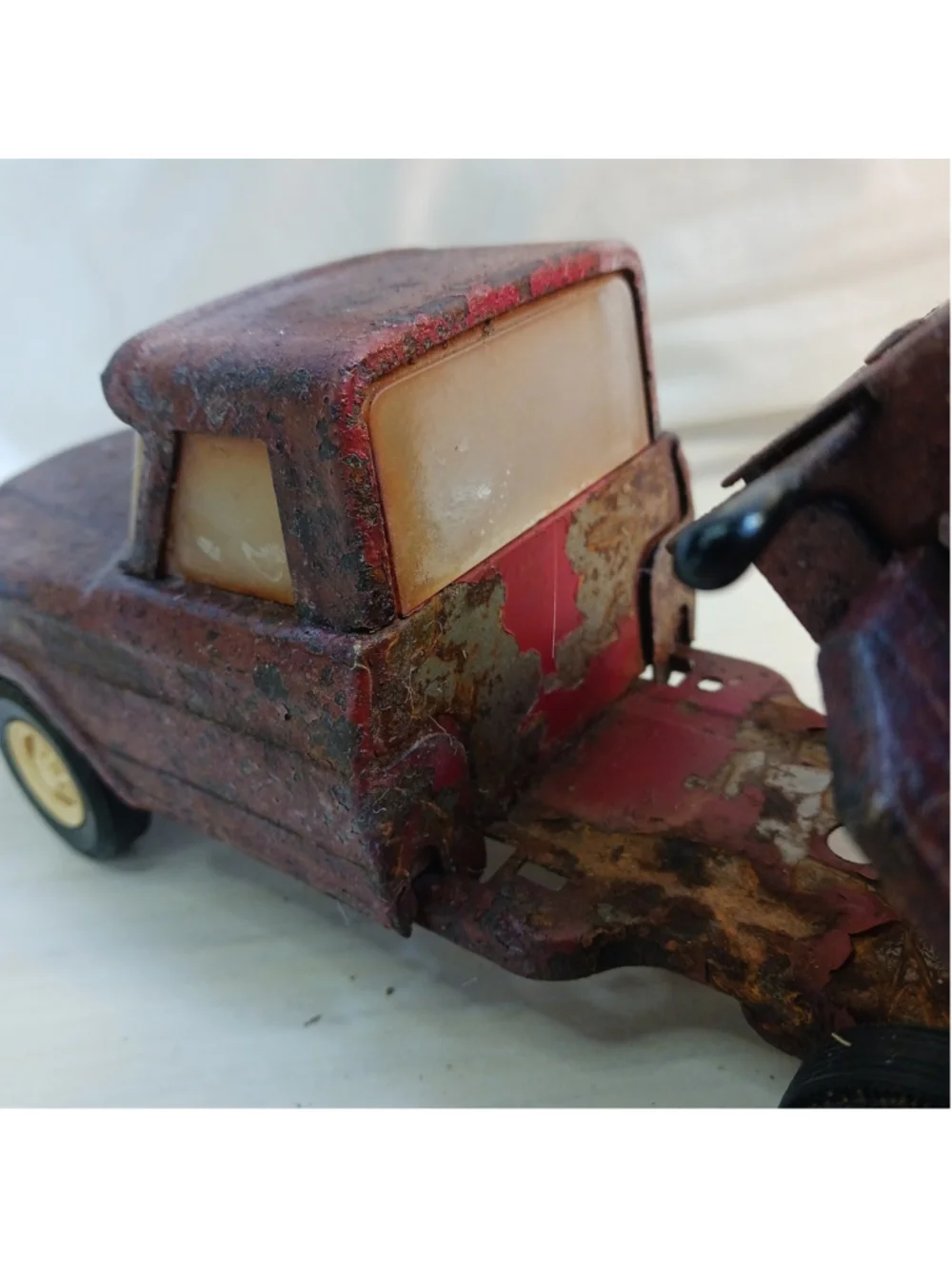 VTG Tonka Jeep Cement Mixer Truck Red Pressed Steel 1960’s Patina Farmhouse